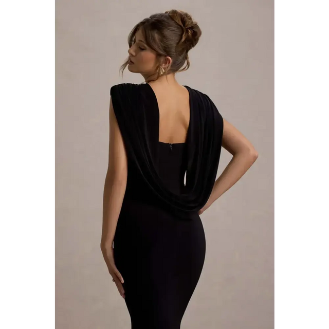 Club London To The Moon Cowl Back Dress Black - 8 / Black - Dresses