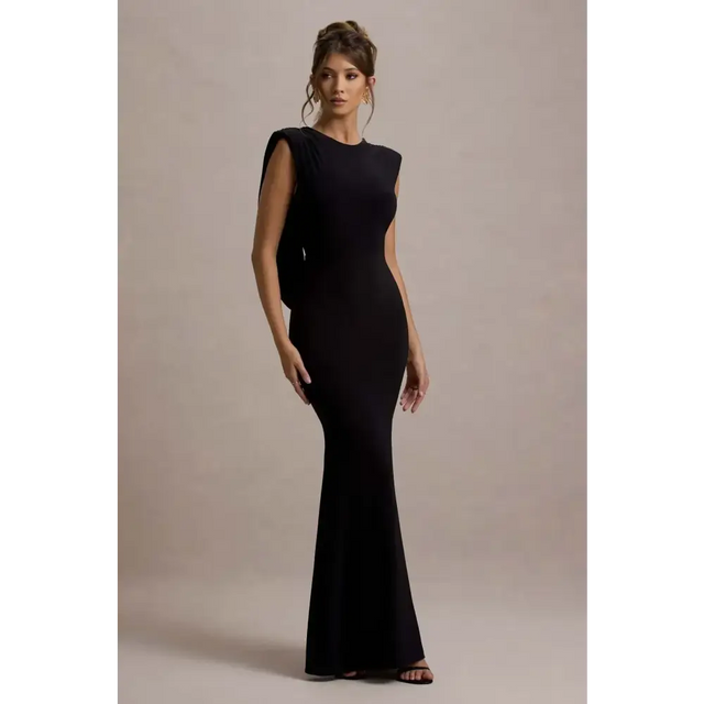 Club London To The Moon Cowl Back Dress Black - 8 / Black - Dresses