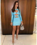 Coperni ‘Turquoise’ Slinky Jersey Cutout Mini - S / Turquoise - Dresses