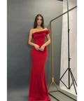 Crepe Corset Gown - 8 / Red - Dresses
