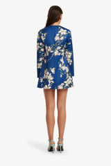 Leo Lin Aliza Long Sleeve Petal Mini Dress in Midnight Magnolia Print view 3