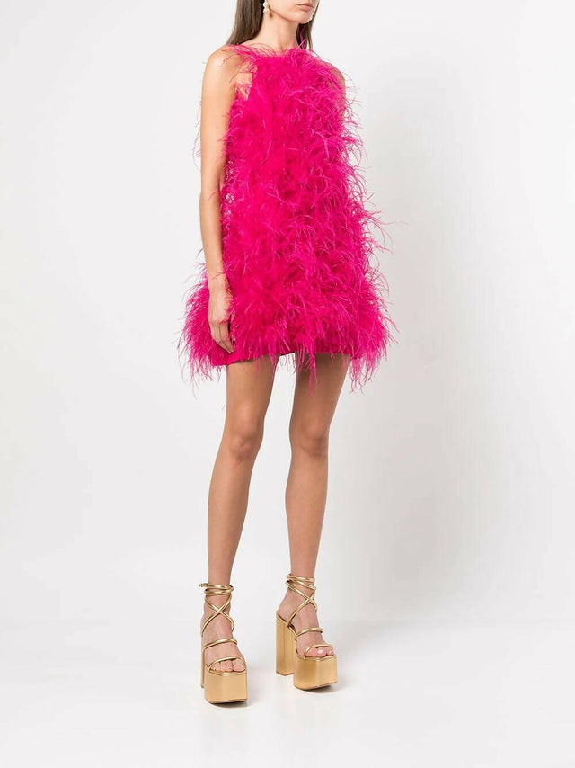 Cult Gaia - Cult Gaia Shannon Feather Dress in Pink Size S / AU 8