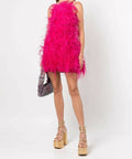 Cult Gaia - Cult Gaia Shannon Feather Dress in Pink Size S / AU 8