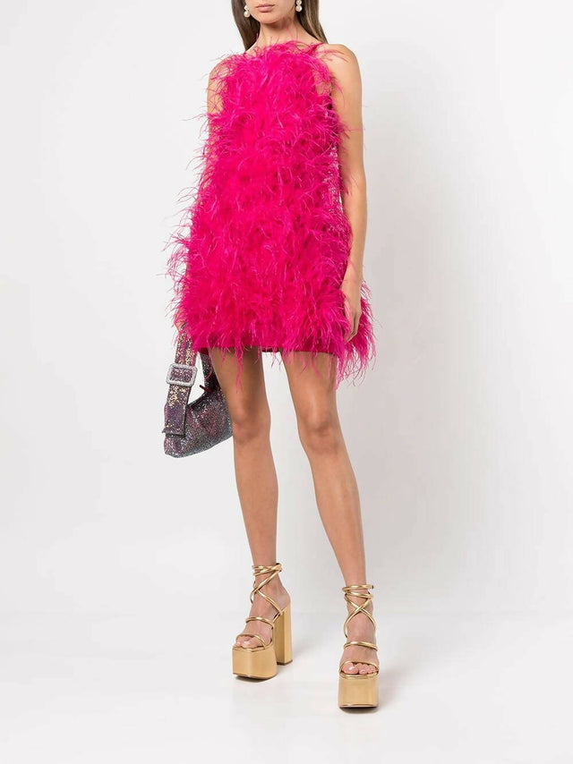 Cult Gaia - Cult Gaia Shannon Feather Dress in Pink Size S / AU 8