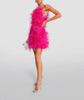 Cult Gaia - Cult Gaia Shannon Feather Dress Pink Size 8