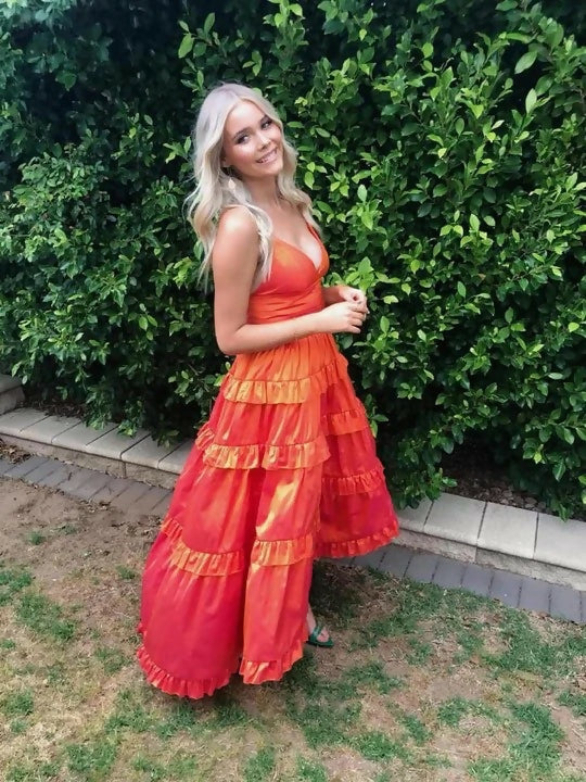 Custom Citroen Formal Gown - 8 / Orange - Dresses
