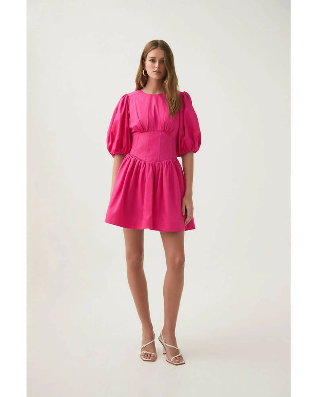 Aje Billie Corded Mini Dress Azalea Pink Size AU 10