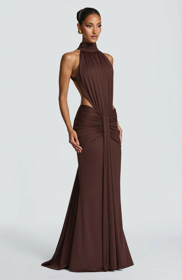Babyboo Thekla Maxi Dress Plum Brown Size 8