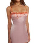 Danielle Guizio Satin Beaded Mini Dress - 8 / Pink - Dresses