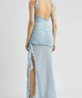 De La Vali Lilith Ruched Maxi Dress in Blue Chiffon - 6 / Blue - Dresses