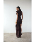 De La Vali Ravenna Draped Jersey Mini Dress Chocolate Brown Size 10 - 10 / Brown - Dresses