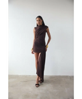 De La Vali Ravenna Draped Jersey Mini Dress Chocolate Brown Size 10 - 10 / Brown - Dresses