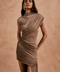 De La Vali Ravenna Mini Dress Taupe Size XS / AU 6 & S / AU 8 - Dresses