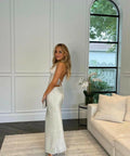 Deconduarte Astor Gown in Premium Glitter Ivory - 8 / White - Dresses