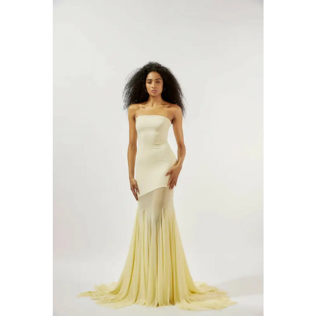 Deme by Gabriella Dahlia Strapless Butter Gown - 6 / Yellow - Dresses