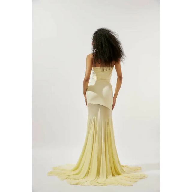 Deme by Gabriella Dahlia Strapless Butter Gown - 6 / Yellow - Dresses
