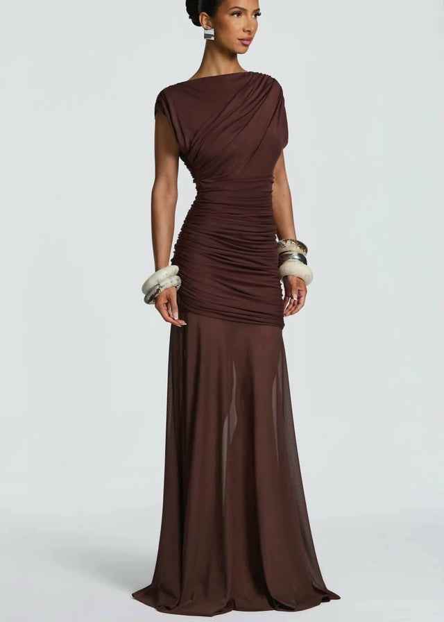 Demelza Maxi Dress - Plum Brown - Maxi Dress