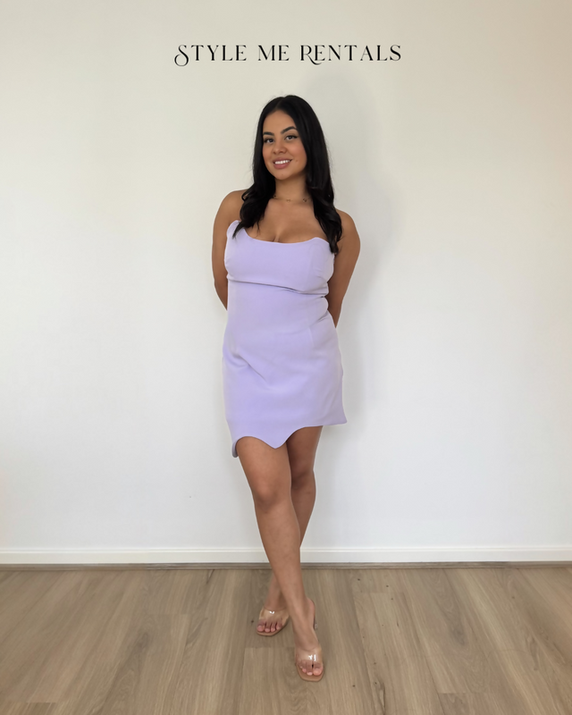 By Johnny Strapless Wave Mini Dress Lilac