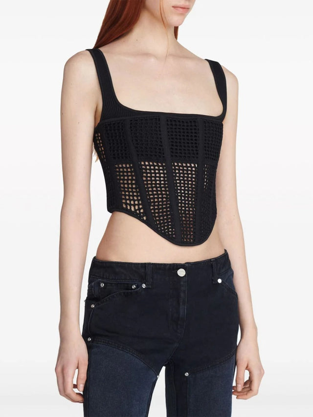 Dion Lee Crochet Corset - 6 / Black - Tops