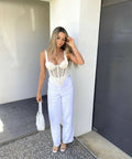 Dion Lee Crochet Corset in Beige - 8 / Beige - Tops