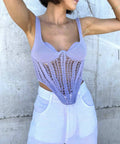 Dion Lee Crochet Corset in Lilac - 8 / Lilac - Tops