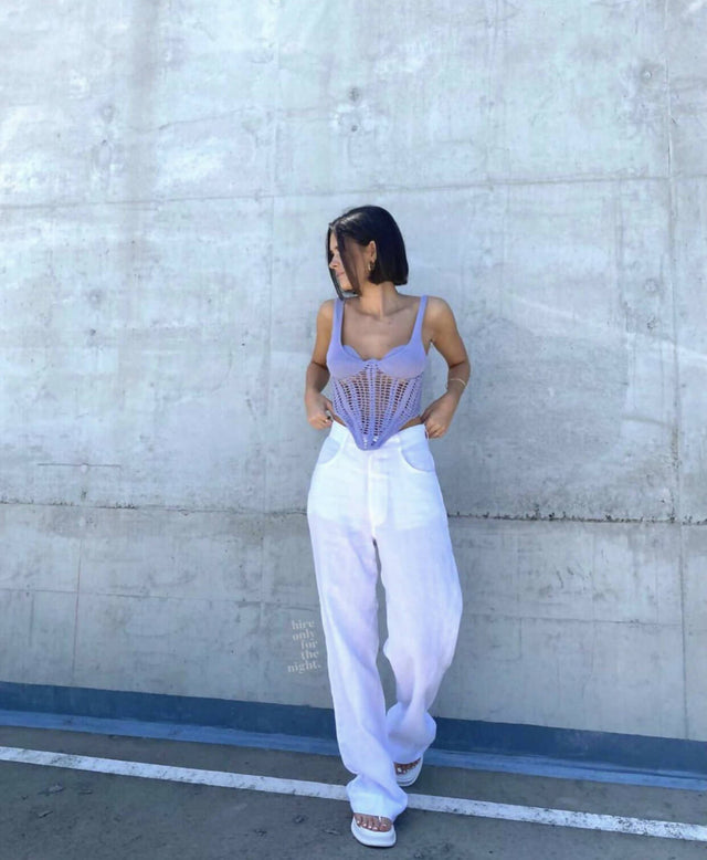 Dion Lee Crochet Corset in Lilac - 8 / Lilac - Tops