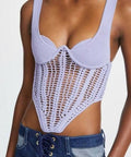 Dion Lee Crochet Corset in Lilac - 8 / Lilac - Tops
