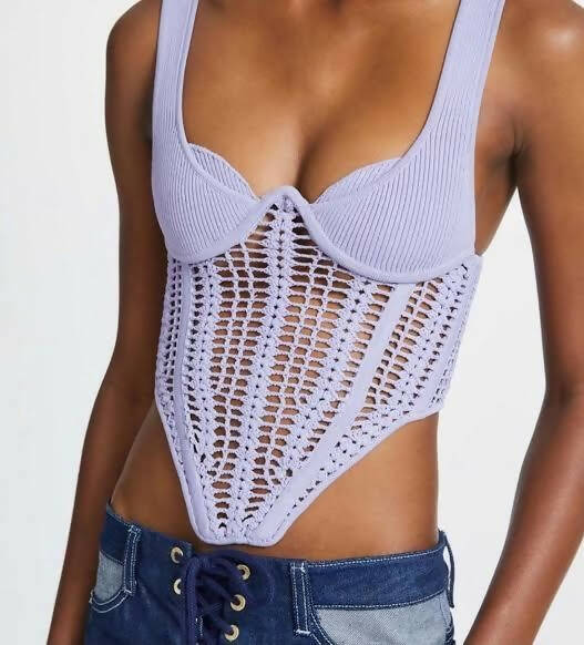 Dion Lee Crochet Corset in Lilac - 8 / Lilac - Tops