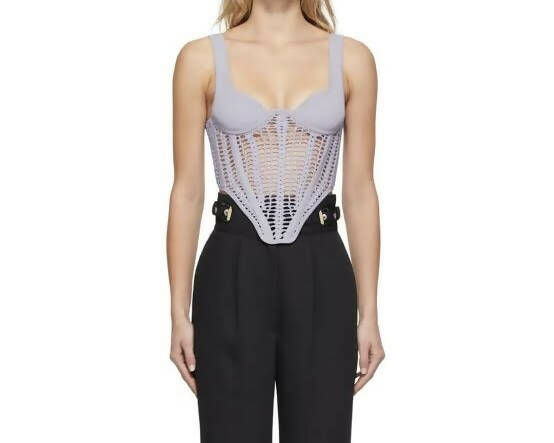 Dion Lee Crochet Corset in Lilac - 8 / Lilac - Tops