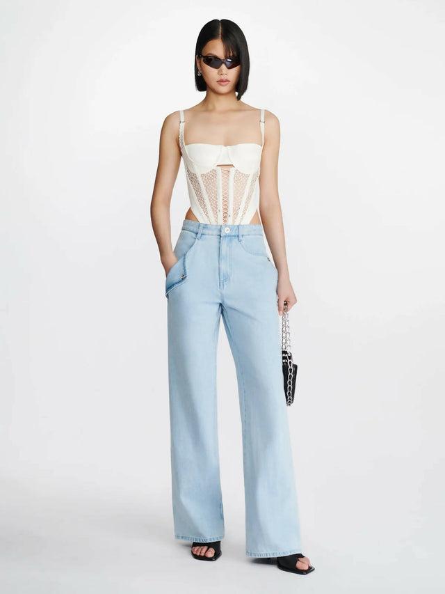 Dion Lee Lace Up Corset Top White - 10 / White - Tops