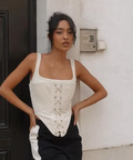 Dion Lee - Laced Utility Corset Unbleached Top - 8 / White - Tops