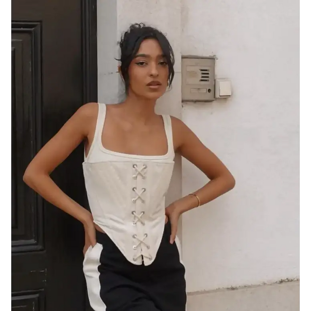 Dion Lee - Laced Utility Corset Unbleached Top - 8 / White - Tops