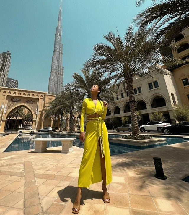 Dion Lee Rope Wrap Top & Skirt Set Acid Yellow Size XS / AU 6 - 6 / Yellow - Outfit Sets