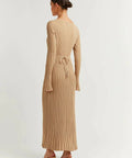 Dissh Reign Sleeved Knit Midi Dress Beige - 14 / Brown - Dresses