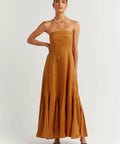 Dissh Rocky Tangerine Linen Maxi Dress - 8 / Brown - Dresses