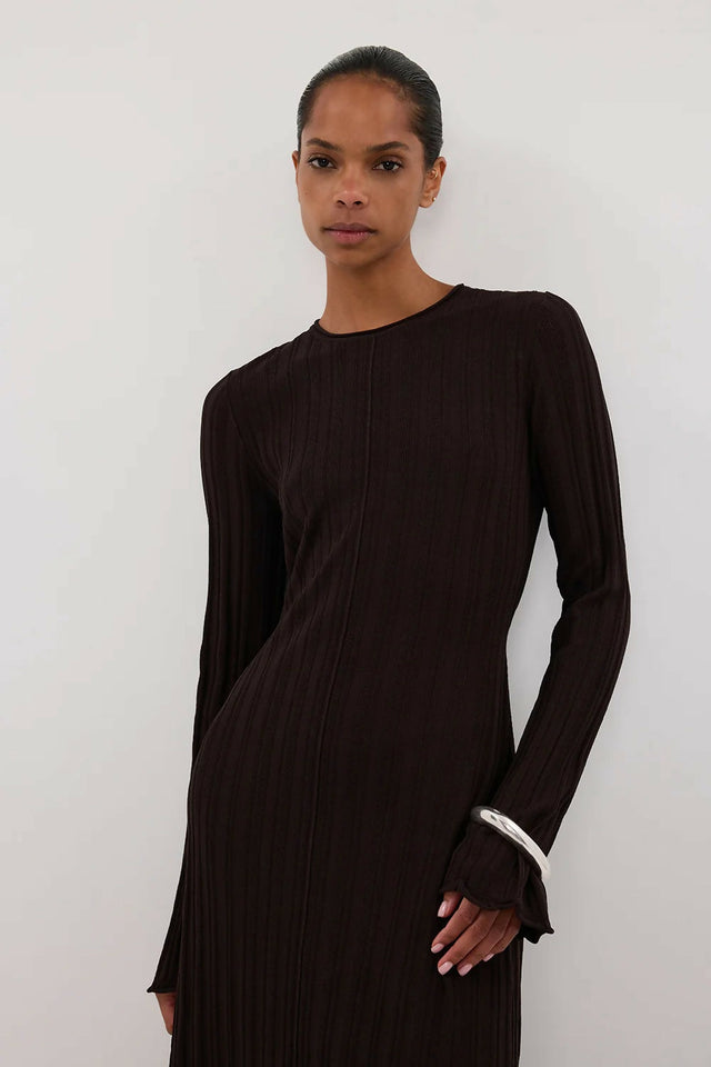 sylvia bitter choc knit midi dress Dissh Sylvia Bitter Choc Knit - Passion For Fashion