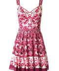Dolce & Gabbana - Dolce & Gabbana Short Majolica-Printed Pink Bustier Dress - Size 8AU