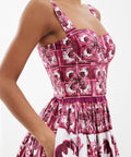 Dolce & Gabbana - Dolce & Gabbana Short Majolica-Printed Pink Bustier Dress - Size 8AU