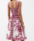 Dolce & Gabbana - Dolce & Gabbana Short Majolica-Printed Pink Bustier Dress - Size 8AU