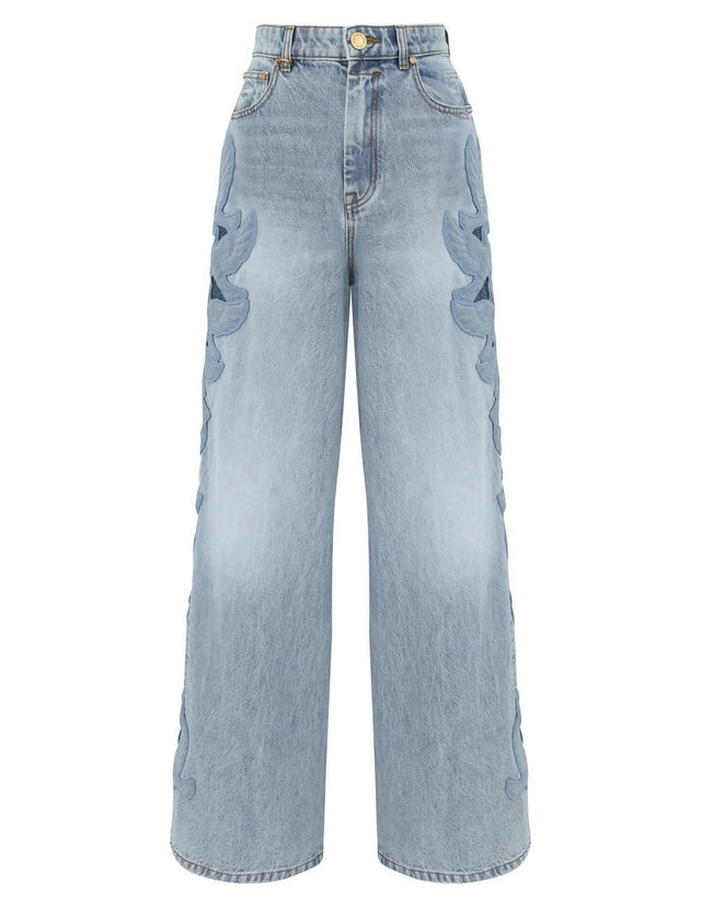 ZIMMERMANN Valiant Applique Relaxed Flare in Sea Foam