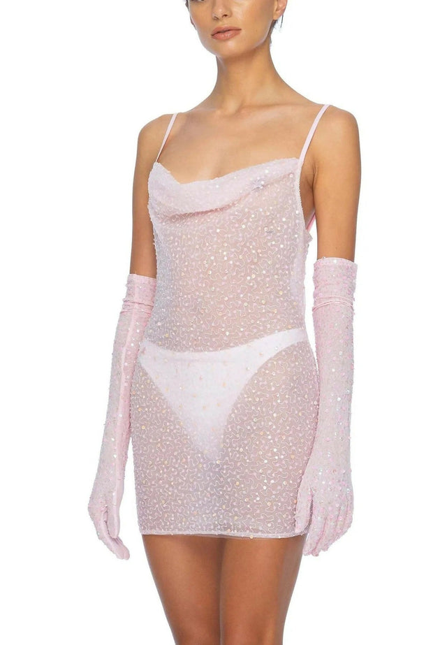 Dyspnea MS Slinky Mini Dress Pussy Pink Size XS - 8 / Pink - Dresses