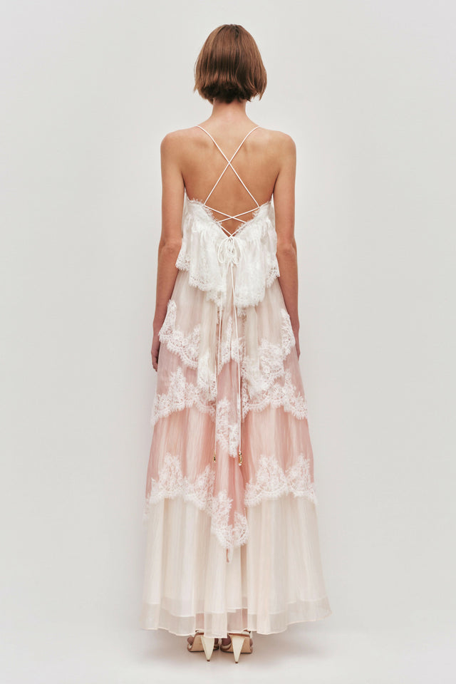 Aje Ophelia Lace Gown White Multicolour Size 12
