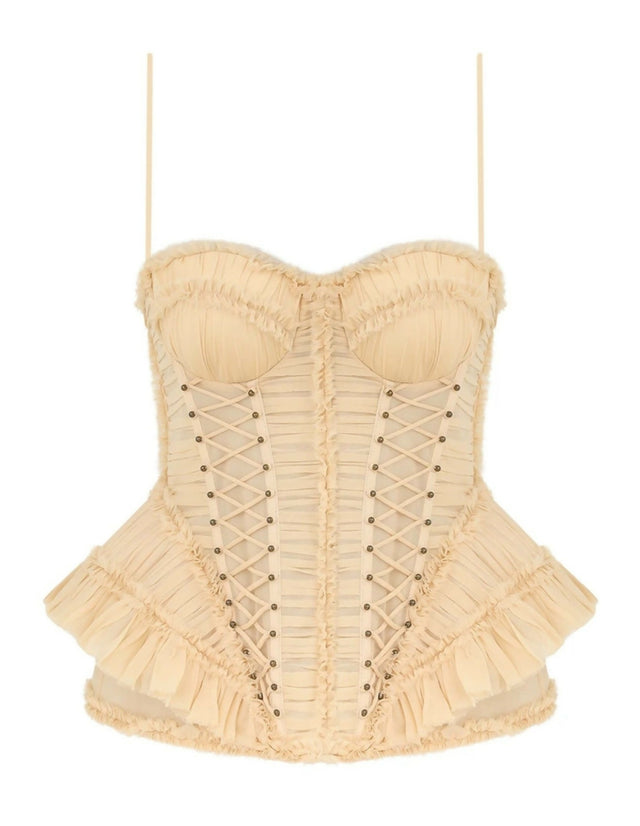 Zimmermann Rebellion Frayed Corset in Cream