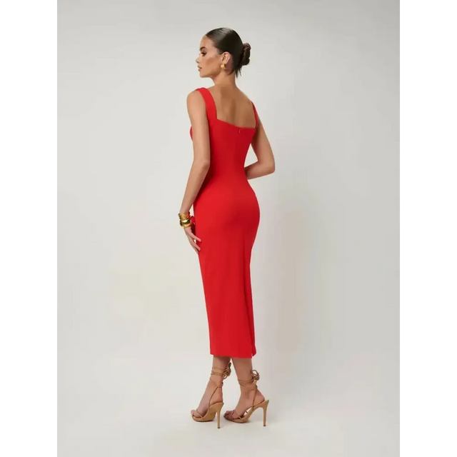 Effie Kats Marbella Midi Dress in Cherry Red Size 8 - 8 / Red - Dresses