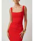 Effie Kats Marbella Midi Dress in Cherry Red Size 8 - 8 / Red - Dresses