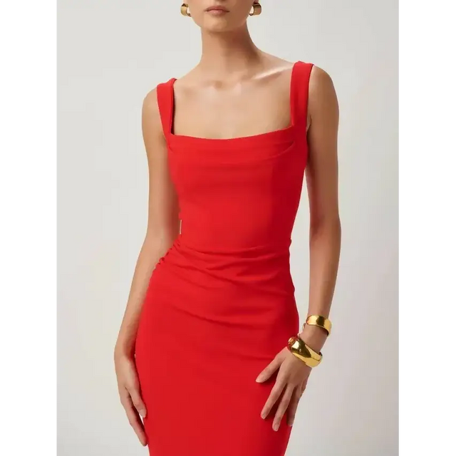 Effie Kats Marbella Midi Dress in Cherry Red Size 8 - 8 / Red - Dresses