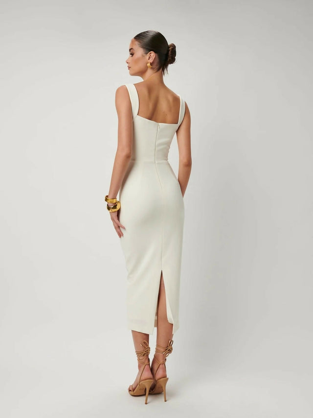 Effie Kats Marbella Midi Dress Ivory - 6 / White - Dresses