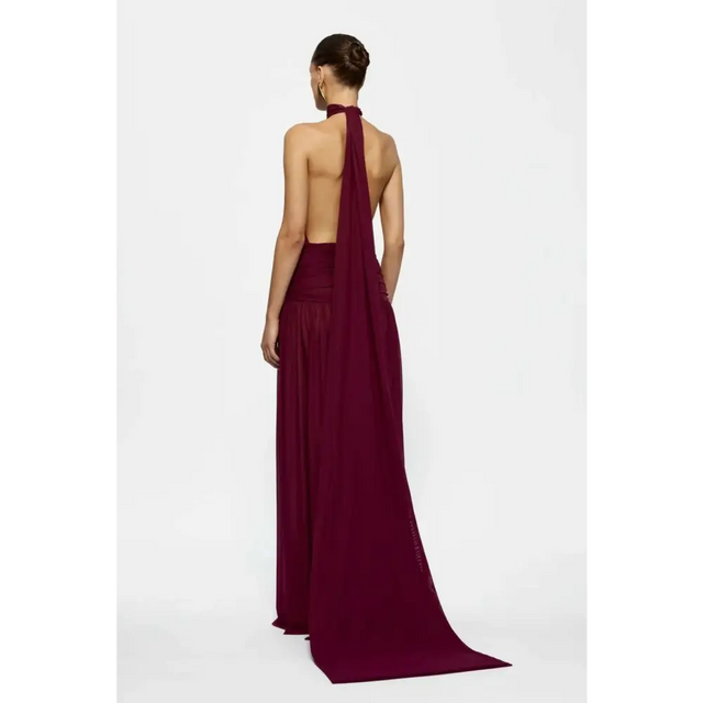 Effie Kats Verity Gown in Burgundy - 10 / Red - Dresses