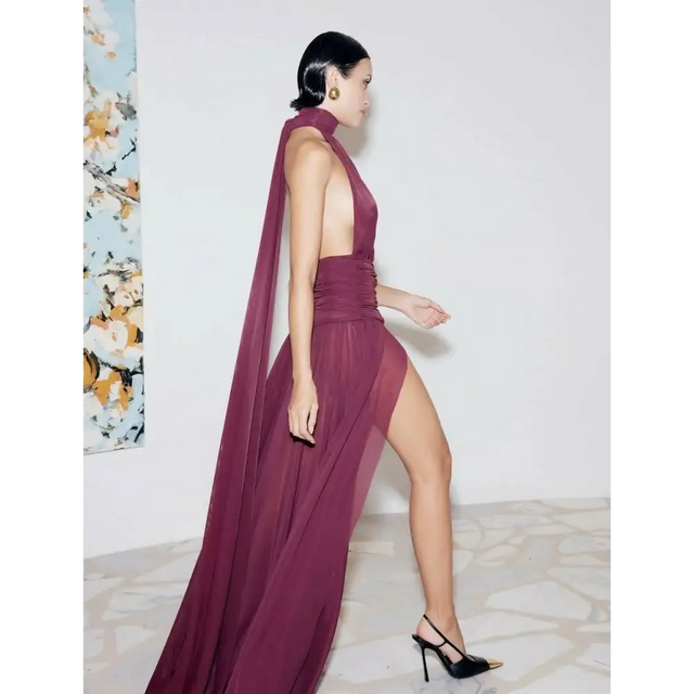 Effie Kats Verity Gown in Burgundy - 10 / Red - Dresses
