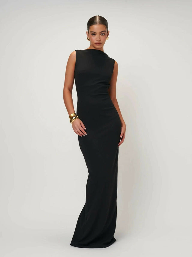 Effie Kats Verona Black Gown Dress - 12 / Black - Dresses